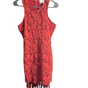 JOA Eyelet Dress with Fringe